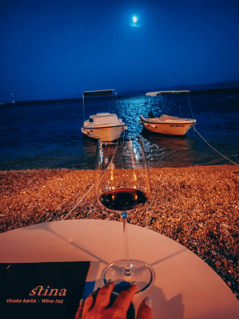 Wine glass in evening